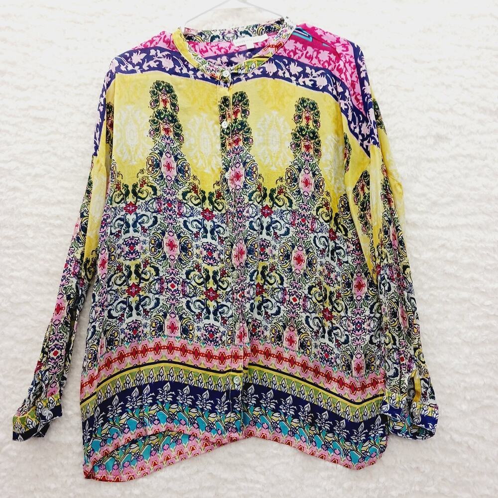 Blouse Button-Up MOP Buttons Lagenlook Whimsycore Artisan Boho Y2K Bold Size S